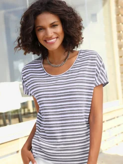 Collection L T-Shirts<T-shirt femme col rond classique à rayures