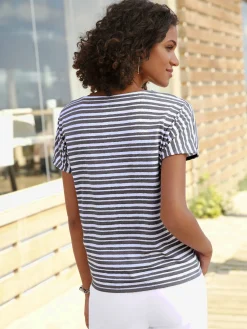 Collection L T-Shirts<T-shirt femme col rond classique à rayures