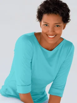 T-Shirts<T-shirt femme confortable manches 3/4 à revers