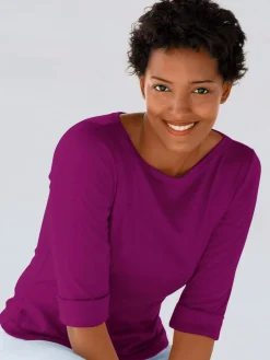 T-Shirts<T-shirt femme confortable manches 3/4 à revers