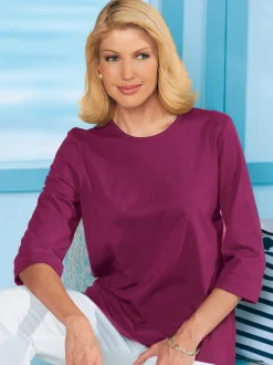 T-Shirts<T-shirt femme confortable manches 3/4 à revers