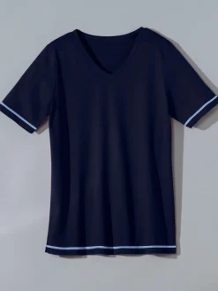 Tenues De Détente<T-shirt femme confortable liseré manches et ourlet