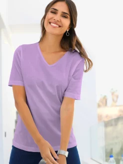 T-Shirts<T-shirt femme simple confortable col v