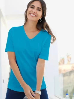 T-Shirts<T-shirt femme simple confortable col v