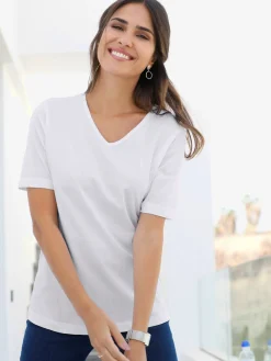 T-Shirts<T-shirt femme simple confortable col v