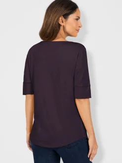 T-Shirts<T-shirt femme simple élégant manches doublées