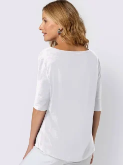 T-Shirts<T-shirt femme simple élégant manches doublées