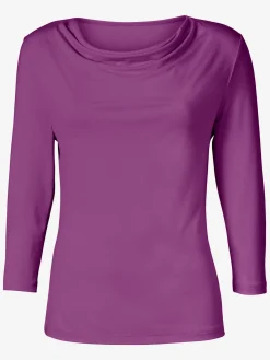 T-Shirts<T-shirt femme souple col bénitier manches 3/4