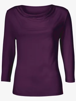 T-Shirts<T-shirt femme souple col bénitier manches 3/4