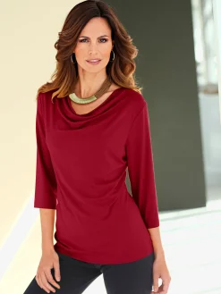 T-Shirts<T-shirt femme souple col bénitier manches 3/4