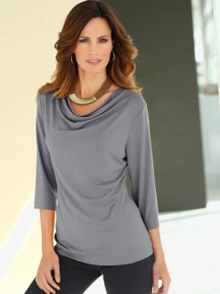 T-Shirts<T-shirt femme souple col bénitier manches 3/4