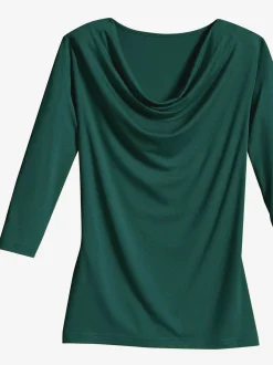 T-Shirts<T-shirt femme souple col bénitier manches 3/4