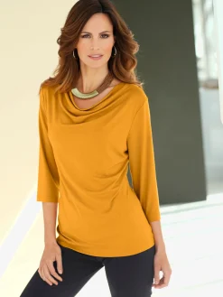 T-Shirts<T-shirt femme souple col bénitier manches 3/4