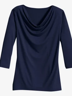 T-Shirts<T-shirt femme souple col bénitier manches 3/4