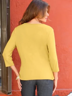 T-Shirts<T-shirt femme souple col bénitier manches 3/4