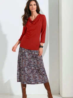 T-Shirts<T-shirt femme souple col bénitier manches 3/4