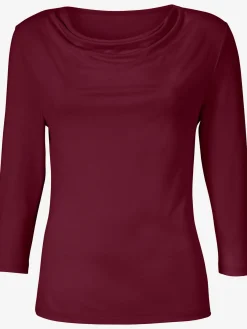 T-Shirts<T-shirt femme souple col bénitier manches 3/4