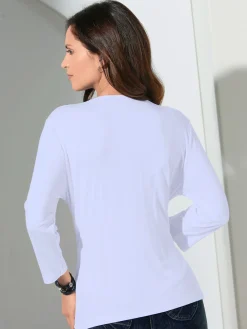 T-Shirts<T-shirt femme souple col bénitier manches 3/4