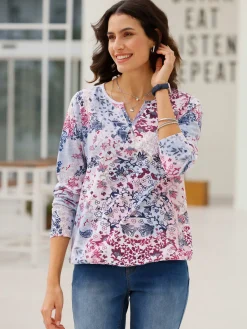 T-Shirts<T-shirt imprimé 50% coton et 50% modal