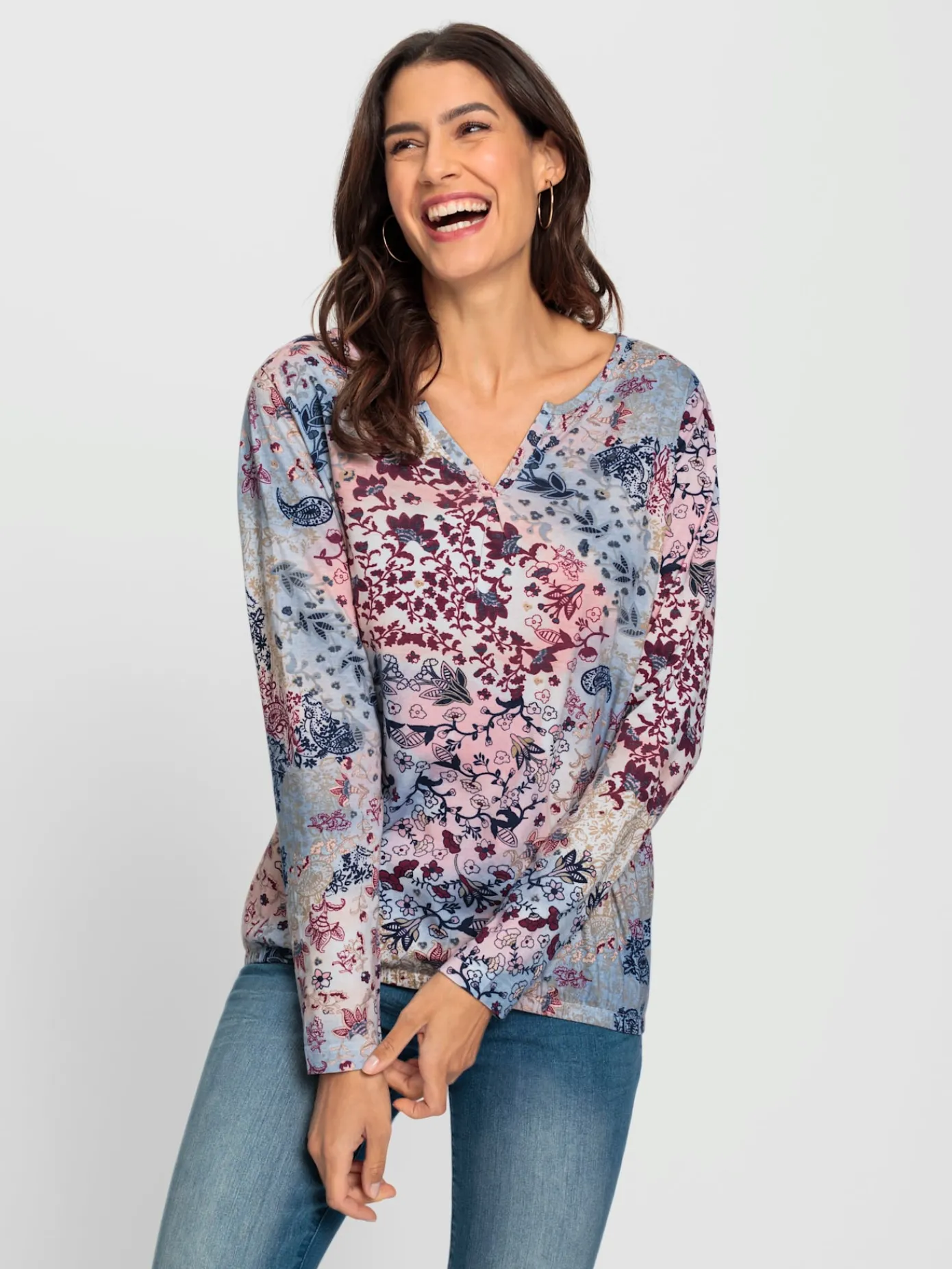 T-Shirts<T-shirt imprimé 50% coton et 50% modal