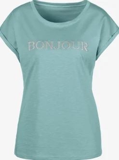 Vivance T-Shirts<T-shirt imprimé «bonjour » tendance devant