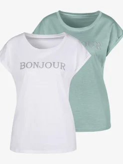 Vivance T-Shirts<T-shirt imprimé «bonjour » tendance devant
