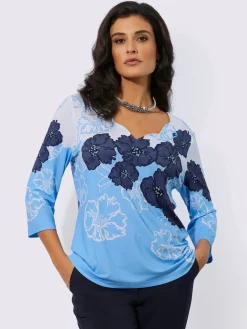 Creation L T-Shirts<T-shirt imprimé bords arrondis féminins