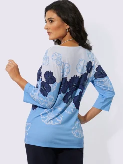 Creation L T-Shirts<T-shirt imprimé bords arrondis féminins