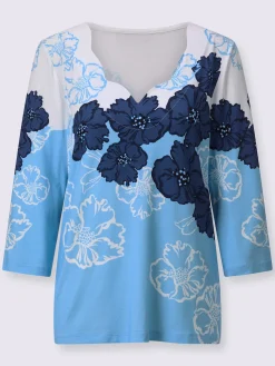 Creation L T-Shirts<T-shirt imprimé bords arrondis féminins