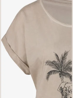 Vivance T-Shirts<T-shirt imprimé devant avec éléphant et palmiers