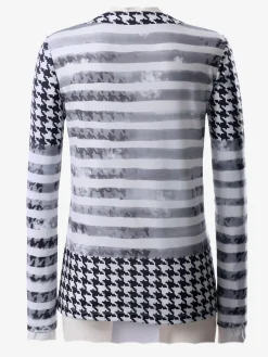 T-Shirts<T-shirt imprimé empiècements pied-de-poule manches longues