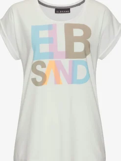 Elbsand T-Shirts<T-shirt imprimé encolure ronde côtelée