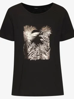 Vivance T-Shirts<T-shirt imprimé feuille brillant, doré et estival