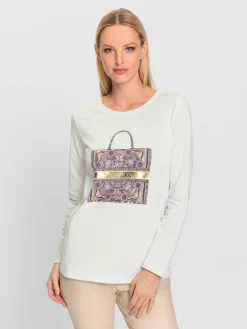 Rick Cardona T-Shirts<T-shirt imprimé imprimé feuille doré