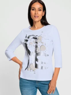 Rick Cardona T-Shirts<T-shirt imprimé imprimé feuille brillant