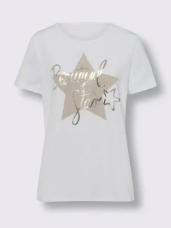 Mandarin T-Shirts<T-shirt imprimé inscription brillante