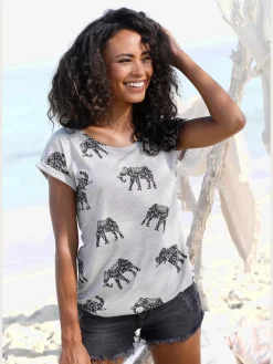 LASCANA T-Shirts<T-shirt imprimé éléphant décoratif
