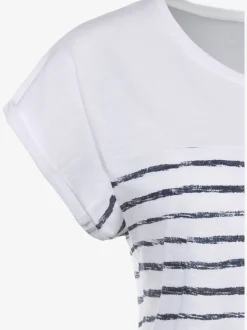 Beachtime T-Shirts<T-shirt imprimé rayé tendance devant et au dos