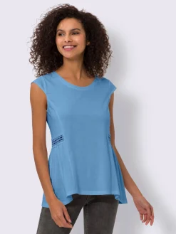 Linea Tesini T-Shirts<T-shirt long bordure en dentelle transparente