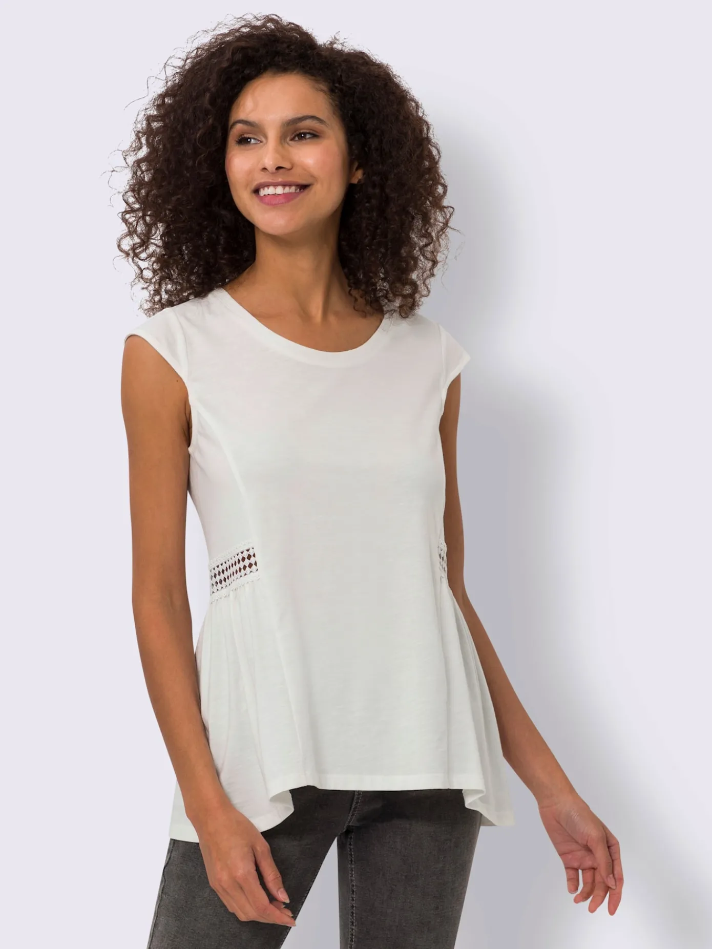 Linea Tesini T-Shirts<T-shirt long bordure en dentelle transparente