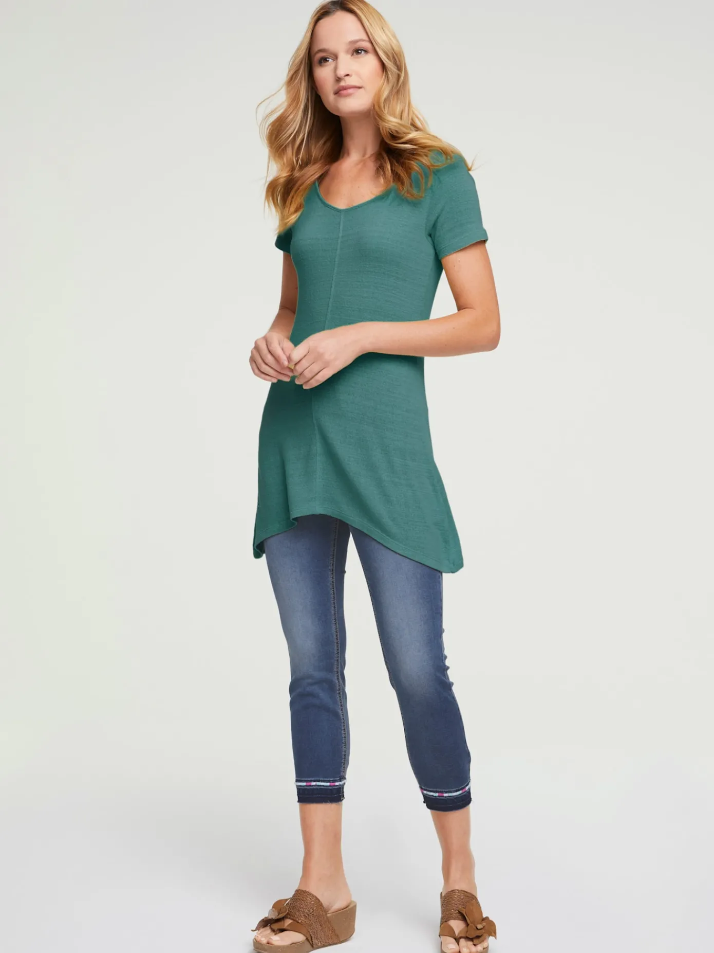 Linea Tesini T-Shirts<T-shirt long coupe évasée tendance