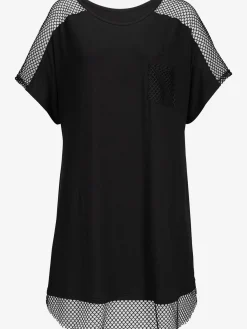 s.Oliver T-Shirts<T-shirt long empiècements en résille transparente