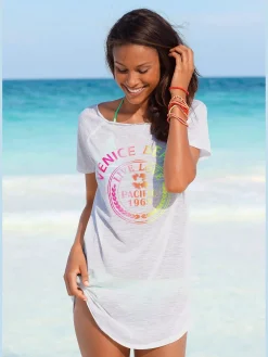 Venice Beach T-Shirts<T-shirt long imprimé néon tendance