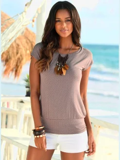 LASCANA T-Shirts<T-shirt long large ceinture à l'ourlet pour un port long ou court plissé