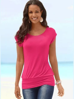 LASCANA T-Shirts<T-shirt long large ceinture à l'ourlet pour un port long ou court plissé