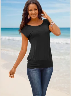 LASCANA T-Shirts<T-shirt long large ceinture à l'ourlet pour un port long ou court plissé