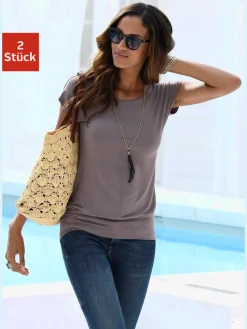 LASCANA T-Shirts<T-shirt long large ceinture à l'ourlet pour un port long ou court plissé