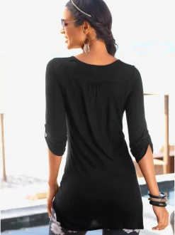 LASCANA T-Shirts<T-shirt long élégante bordure dentelle