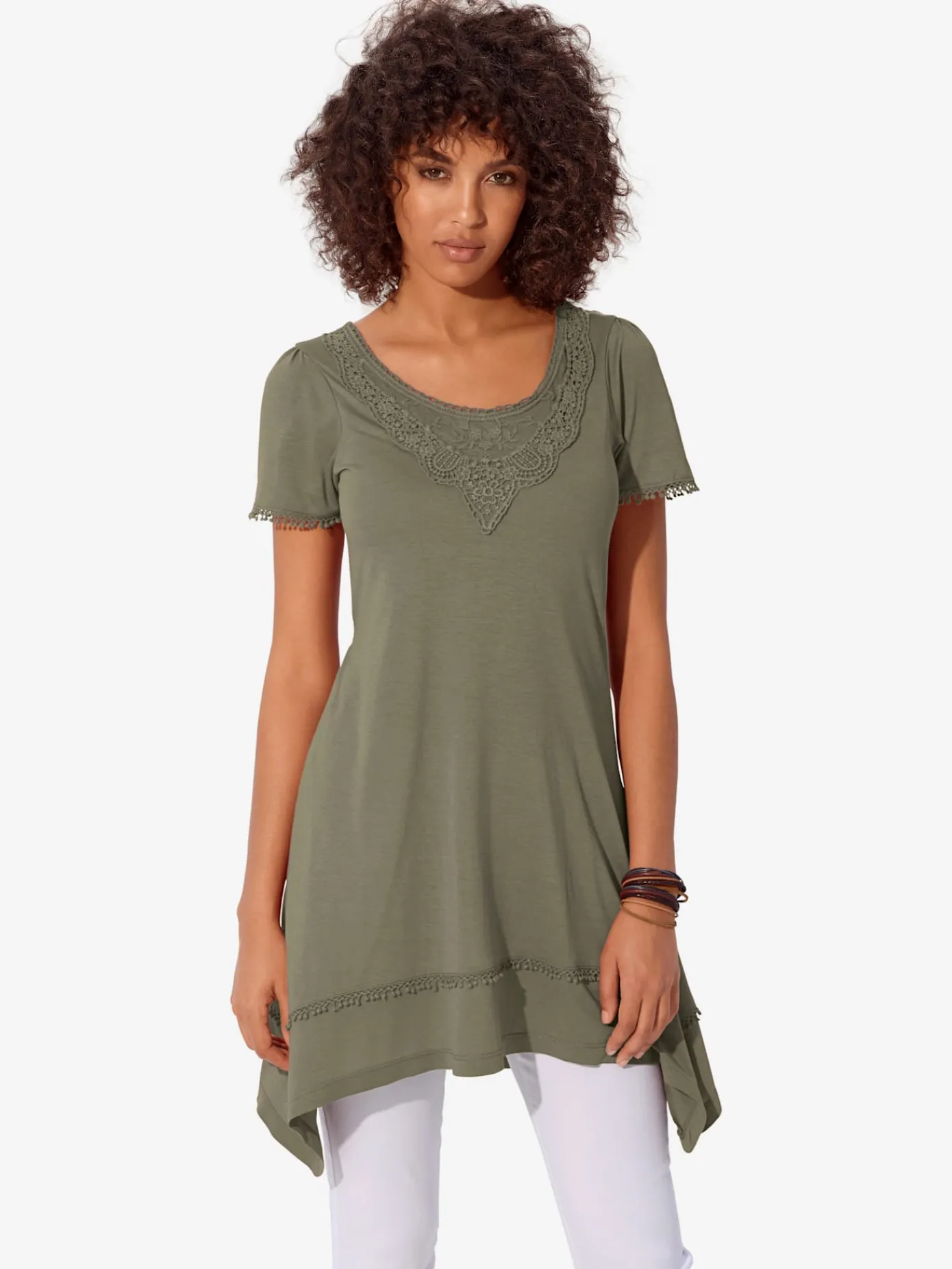 Linea Tesini T-Shirts<T-shirt long superbes détails en dentelle à l'encolure