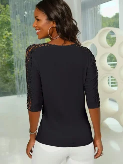 Fair Lady T-Shirts<T-shirt manches 3/4 détails fantaisie bohèmes